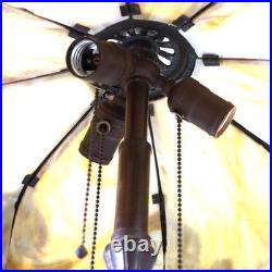 Antique Bradley & Hubbard attr Arts & Crafts 8 Panel Slag Glass Table Lamp c1920