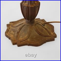Antique Bradley & Hubbard attr Arts & Crafts 8 Panel Slag Glass Table Lamp c1920