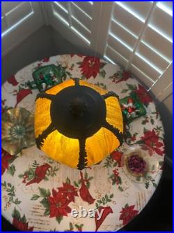 Antique Brass Boudoir Table Lamp, Amber Slag Glass Tulip Shade. 19.5Tall Antique Brass Boudoir Table Lamp, Amber Slag Glass Tulip Shade. 19.5Tall
