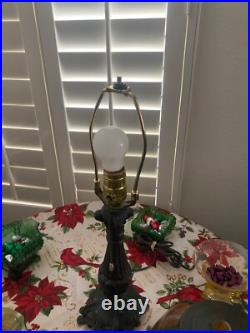 Antique Brass Boudoir Table Lamp, Amber Slag Glass Tulip Shade. 19.5Tall Antique Brass Boudoir Table Lamp, Amber Slag Glass Tulip Shade. 19.5Tall