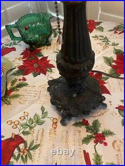 Antique Brass Boudoir Table Lamp, Amber Slag Glass Tulip Shade. 19.5Tall Antique Brass Boudoir Table Lamp, Amber Slag Glass Tulip Shade. 19.5Tall