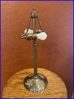 Antique Brass Bradley Hubbard Lamp For Slag Leaded Stained Glass Handel Era