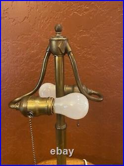 Antique Brass Bradley Hubbard Lamp For Slag Leaded Stained Glass Handel Era