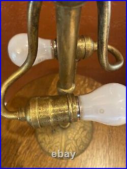 Antique Brass Bradley Hubbard Lamp For Slag Leaded Stained Glass Tiffany Era