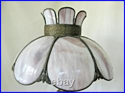 Antique Brass Slag Bent Glass Table Lamp 2-Light Tulip Shade Art Nouveau Antique Brass Slag Bent Glass Table Lamp 2-Light Tulip Shade Art Nouveau