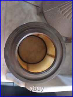 Antique Bridge Arm Table Lamp Cream Beige Round Barrel Slag Glass Shade