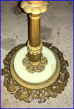 Antique Bridge Floor Lamp Slag Glass