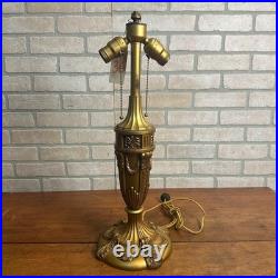 Antique Bronze Art Nouveau Victorian Lamp Base for Slag Glass / Stained Shade