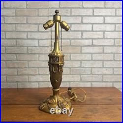 Antique Bronze Art Nouveau Victorian Lamp Base for Slag Glass / Stained Shade