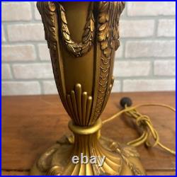 Antique Bronze Art Nouveau Victorian Lamp Base for Slag Glass / Stained Shade