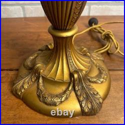 Antique Bronze Art Nouveau Victorian Lamp Base for Slag Glass / Stained Shade