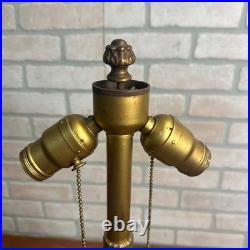 Antique Bronze Art Nouveau Victorian Lamp Base for Slag Glass / Stained Shade