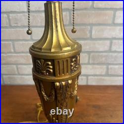 Antique Bronze Art Nouveau Victorian Lamp Base for Slag Glass / Stained Shade
