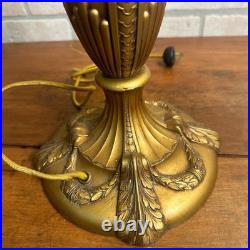 Antique Bronze Art Nouveau Victorian Lamp Base for Slag Glass / Stained Shade