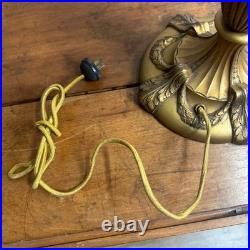Antique Bronze Art Nouveau Victorian Lamp Base for Slag Glass / Stained Shade