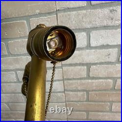 Antique Bronze Art Nouveau Victorian Lamp Base for Slag Glass / Stained Shade