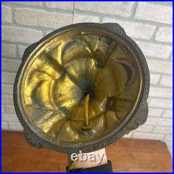 Antique Bronze Art Nouveau Victorian Lamp Base for Slag Glass / Stained Shade