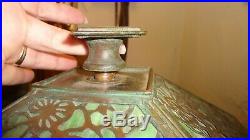 Antique Bronze Arts & Crafts Era Mission Slag Glass Grapevine Lamp PICKUP ONLY