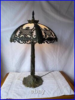 Antique Bronze/Slag Glass/Victorian/Arts & Crafts Style/Handel/Art Nouveau Lamp