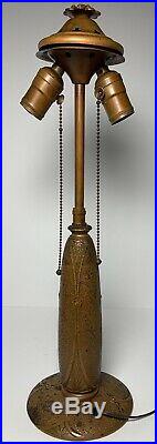 Antique CHARLES PARKER CAST IRON LEADED SLAG GLASS TABLE LAMP BASE