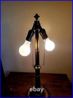 Antique C. 1910 Art Nouveau Bradley & Hubbard Slag Glass Table Lamp Antique C. 1910 Art Nouveau Bradley & Hubbard Slag Glass Table Lamp
