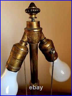 Antique C. 1910 Art Nouveau Bradley & Hubbard Slag Glass Table Lamp