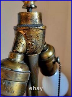 Antique C. 1910 Art Nouveau Bradley & Hubbard Slag Glass Table Lamp Antique C. 1910 Art Nouveau Bradley & Hubbard Slag Glass Table Lamp