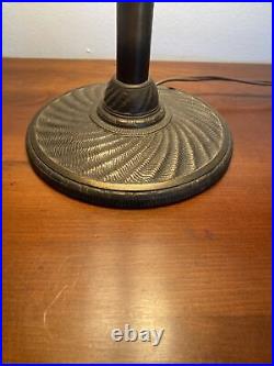 Antique C. 1910 Gothic Revival Slag Glass Lamp 6 Panels WithAmazing Metal Work