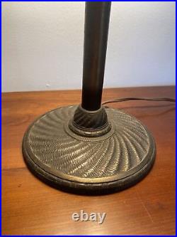 Antique C. 1910 Gothic Revival Slag Glass Lamp 6 Panels WithAmazing Metal Work