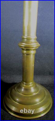 Antique Candle Lamp Torch Jeweled Opaline Blue Slag Shade Brass Base Anchor Mark
