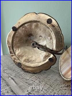 Antique Caramel Marbled Slag Glass Table Lamp with Lily Pad Base, Arts & Crafts