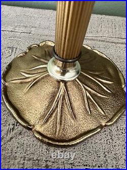 Antique Caramel Marbled Slag Glass Table Lamp with Lily Pad Base, Arts & Crafts
