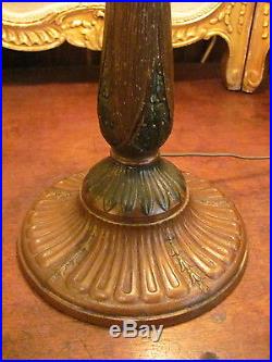 Antique Caramel Slag Glass Panel Table Lamp Circa 1920