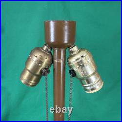 Antique Carmel Slag Glass 8 Panel Shade & Lamp withOrnate Brass Trim Overlay