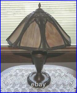 Antique Carmel Slag Glass Lamp Miller Bradley Hubbard Handel Era