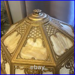 Antique Carmel Slag Glass Table Lamp