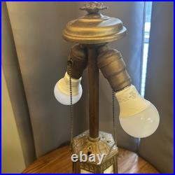 Antique Carmel Slag Glass Table Lamp