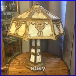 Antique Carmel Slag Glass Table Lamp