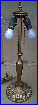 Antique Cast Iron 1900's Slag Glass 8-panel Table Lamp As-is 1900's