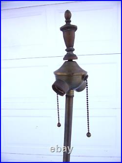 Antique Cast Iron Art Nouveau Floor Lamp Slag Glass Accents 63 tall