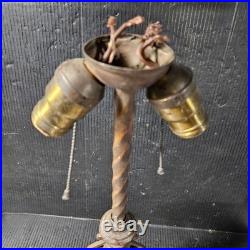 Antique Cast Iron Slag Glass Ball TABLE LAMP BASE Medieval Spanish revival