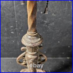Antique Cast Iron Slag Glass Ball TABLE LAMP BASE Medieval Spanish revival
