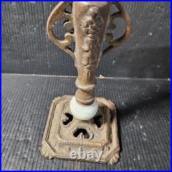 Antique Cast Iron Slag Glass Ball TABLE LAMP BASE Medieval Spanish revival