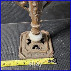 Antique Cast Iron Slag Glass Ball TABLE LAMP BASE Medieval Spanish revival