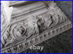 Antique Cast Metal Base 4 Panel Slag Glass Boudoir Table Lamp Floral Swags Wow