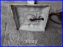 Antique Cast Metal Base 4 Panel Slag Glass Boudoir Table Lamp Floral Swags Wow