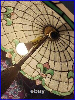 Antique Charles Parker Leaded Lamp Art Nouveau Deco Slag Glass Lamp Handel Era