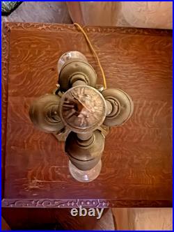 Antique Chicago Empire Co. Bent Slag Glass Lamp 4 light base with Acorn Pulls