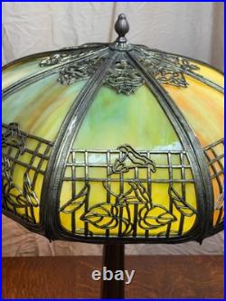Antique Chicago Empire Co. Bent Slag Glass Lamp 4 light base with Acorn Pulls