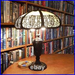 Antique Chicago Empire Co. Bent Slag Glass Lamp Miller Bradley & Hubbard Handel